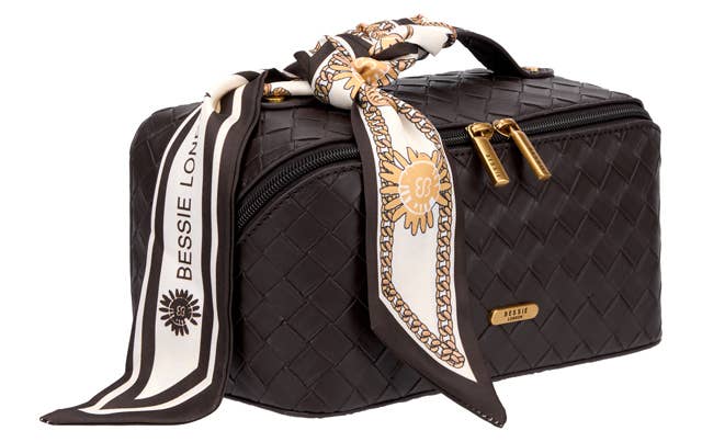 Bessie Diamond Lattice cosmetic Bag - Burgundy