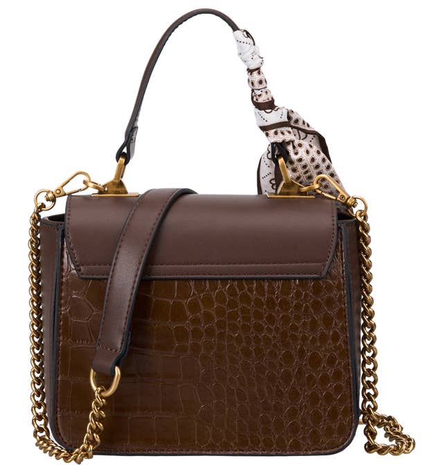 Bessie Croc Crossbody Bag - Tan