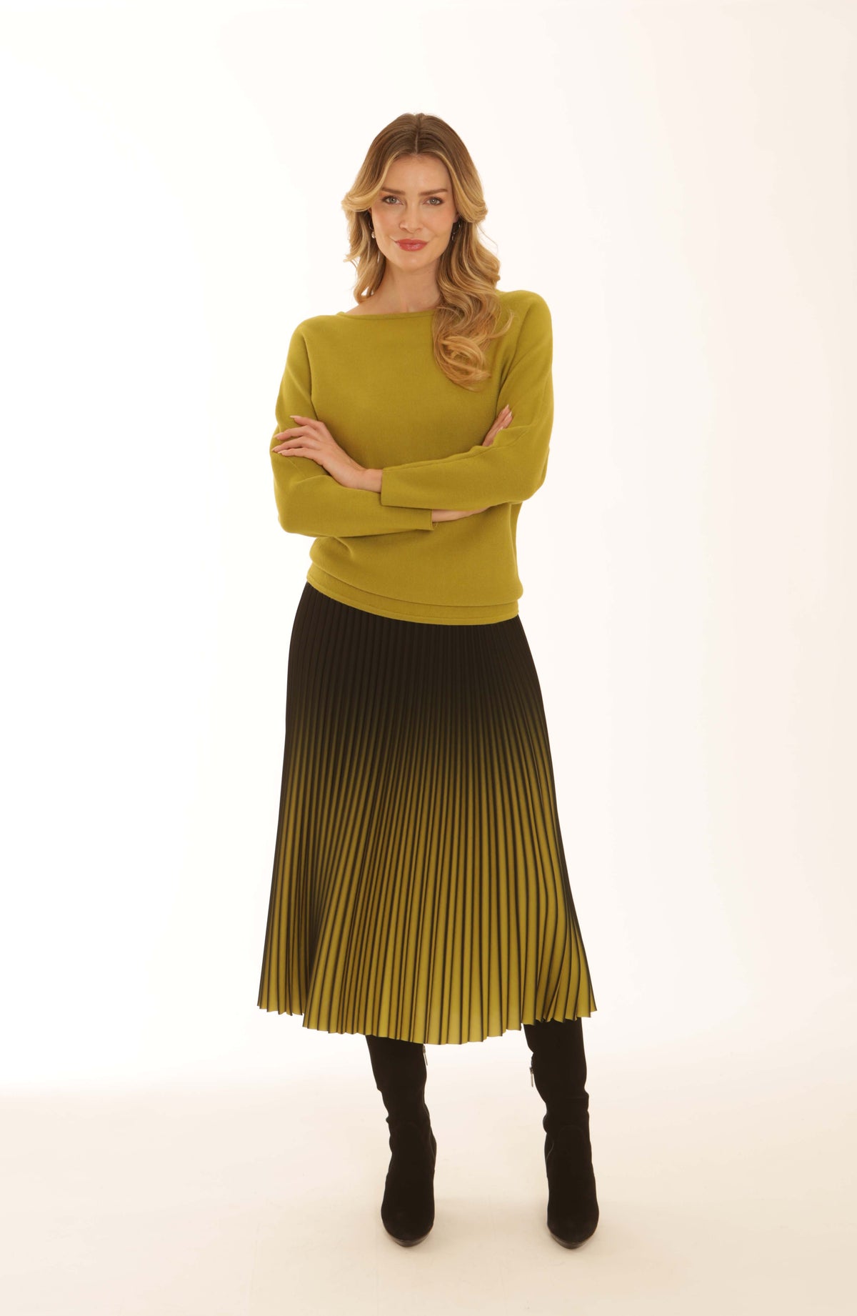 Ollie Ombre Pleated skirt by Pomodoro