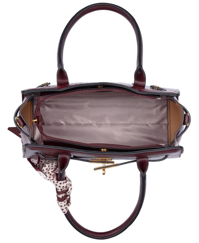Bessie Croc Belted Tote Bag- Coffee