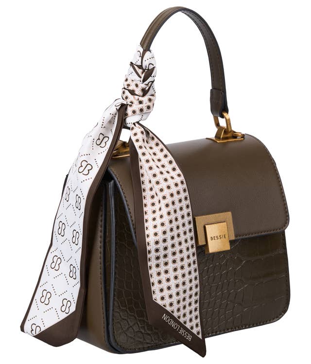 Bessie Croc Crossbody Bag - Wine