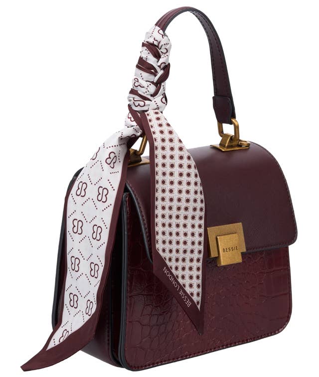 Bessie Croc Crossbody Bag - Coffee