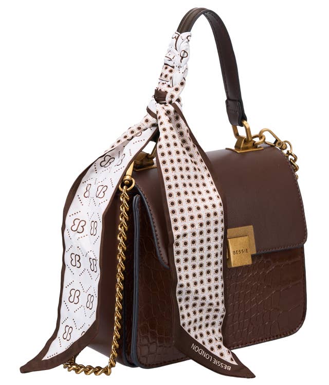 Bessie Croc Crossbody Bag - Coffee