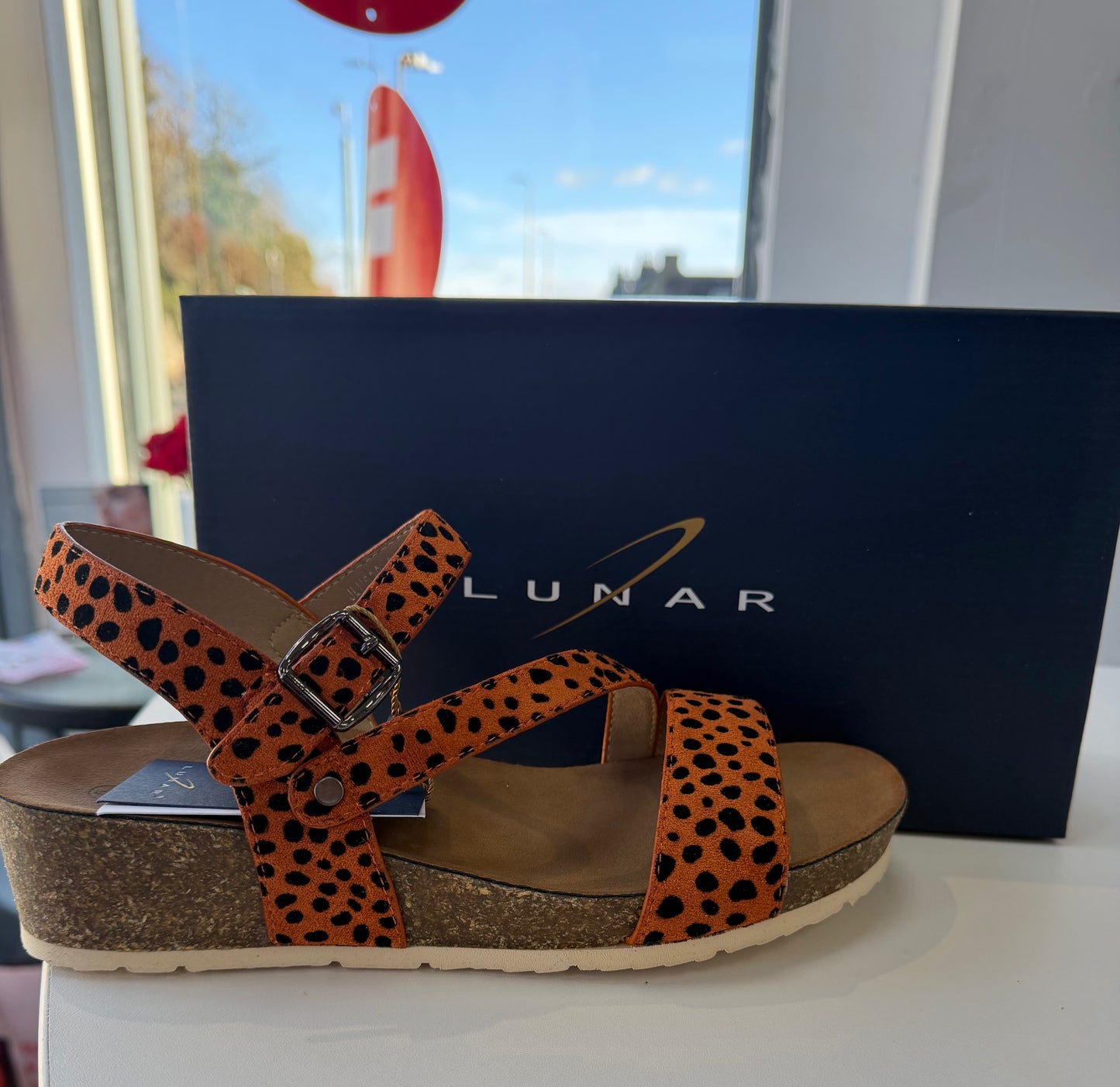 Orange Muster wedge sandal by Lunar