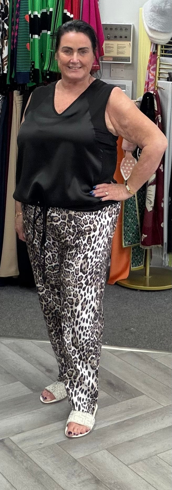 Leopard Cropped Tie Waist Trouser by Malissa J