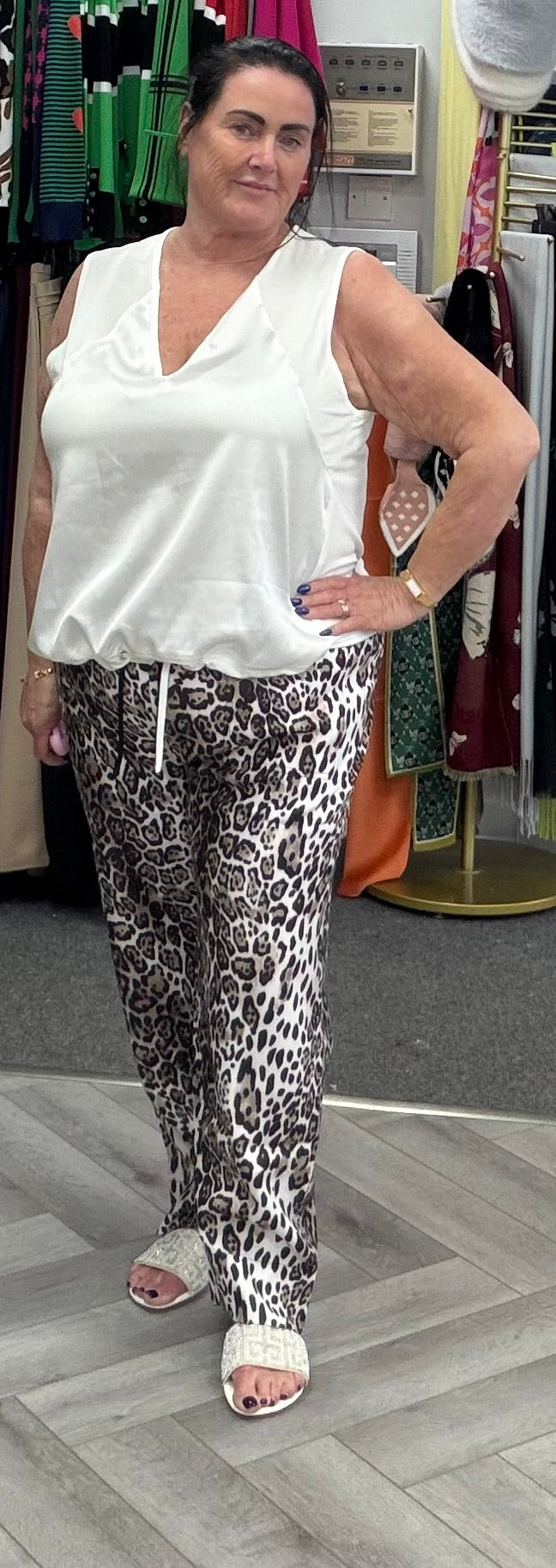 Leopard Cropped Tie Waist Trouser by Malissa J