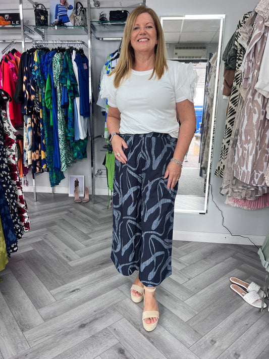 Navy Baggy Trousers by Malissa J