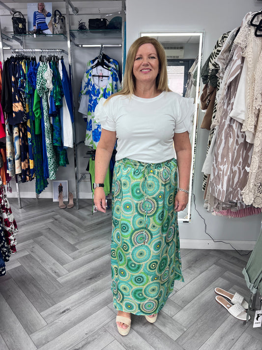 Coral or Green Side Split Skirt by Malissa J