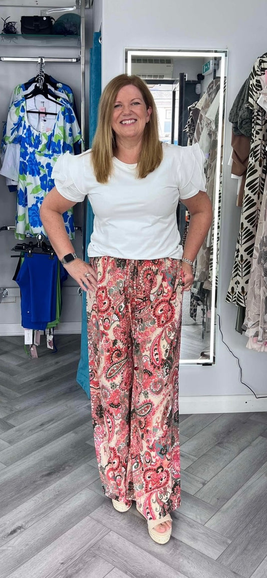 Paisley Print Satin Trousers by Malissa J