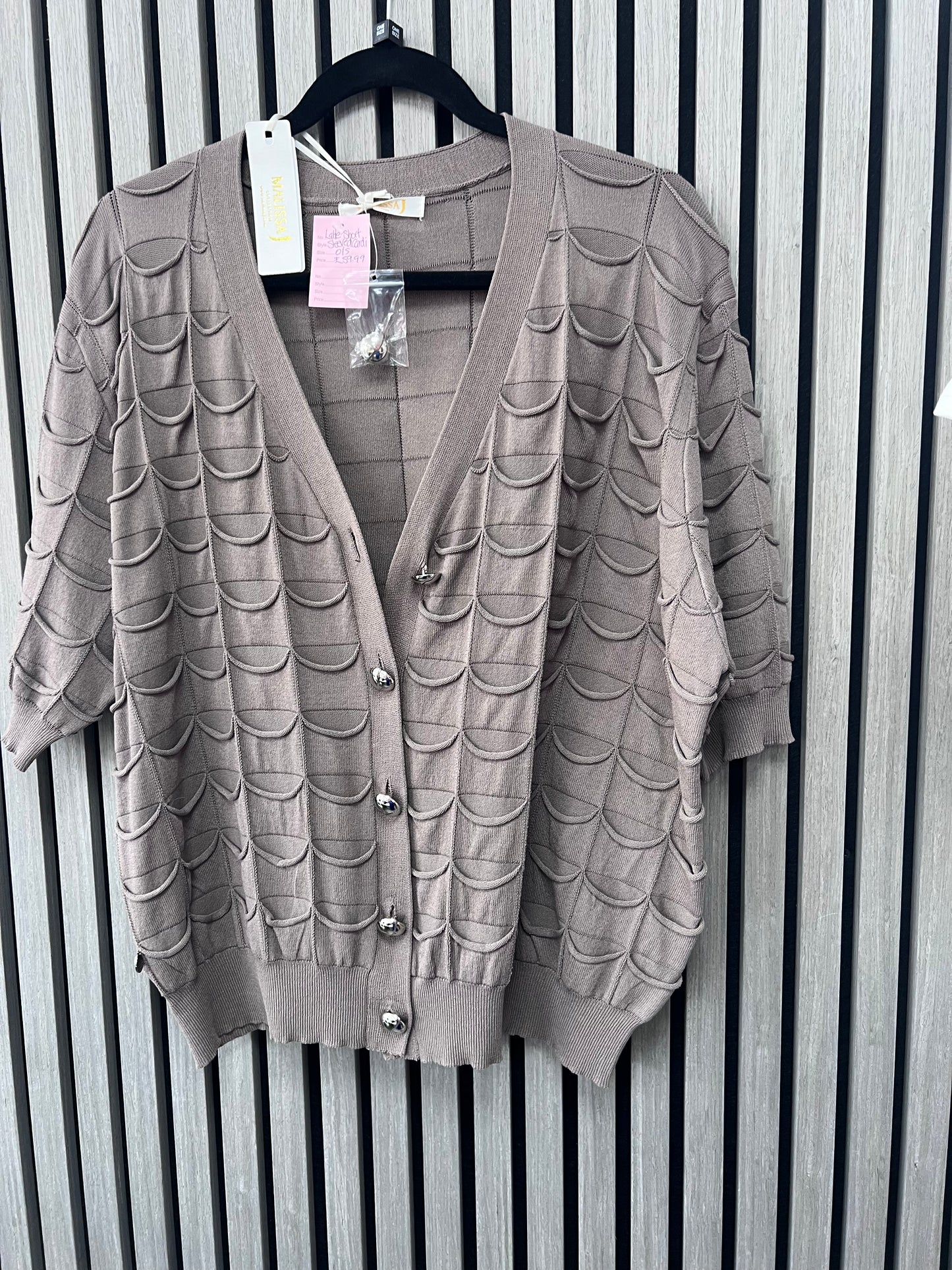 Scalloped Cardi with Gold Buttons by Malissa J