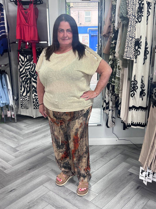 Printed Satin Trousers by Malissa J