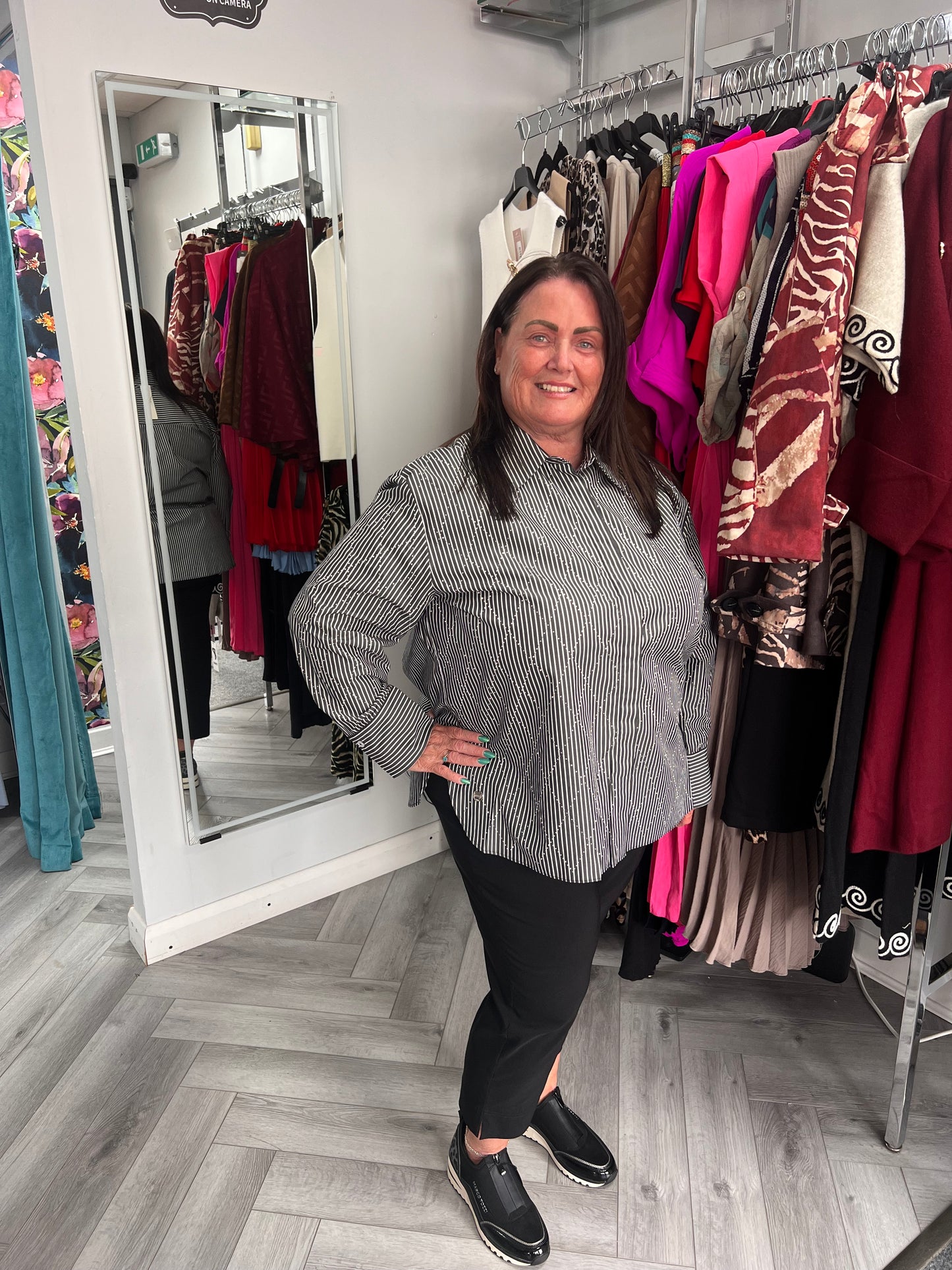 Black and White with Diamante Blouse