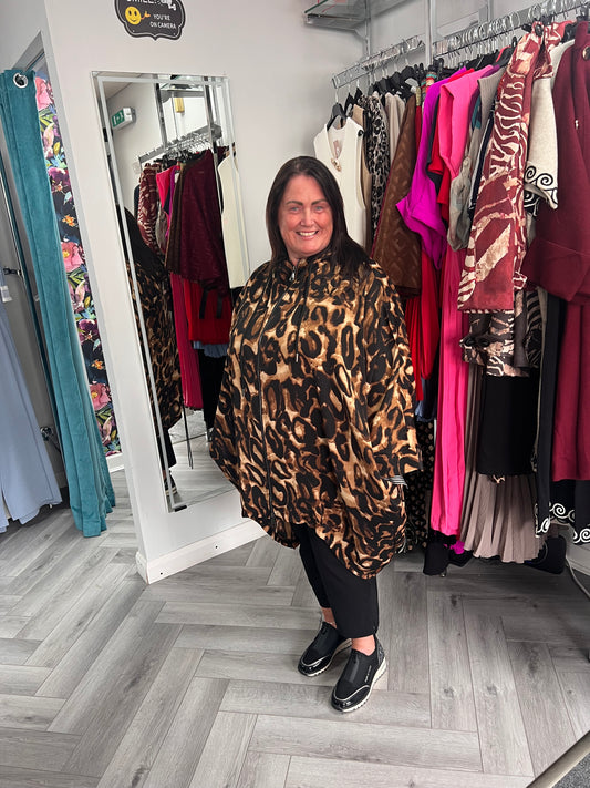 Leopard Print Hooded Zipped Jacket by Malissa J