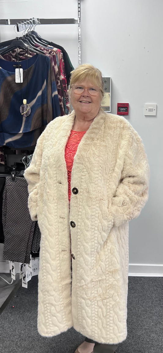 Cable Faux Fur Coat