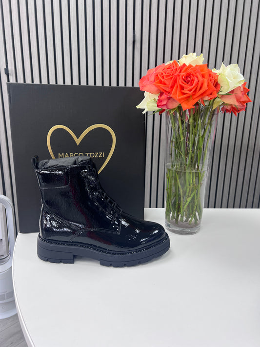 Black Patent Ankle Boots by Marco Tozzi