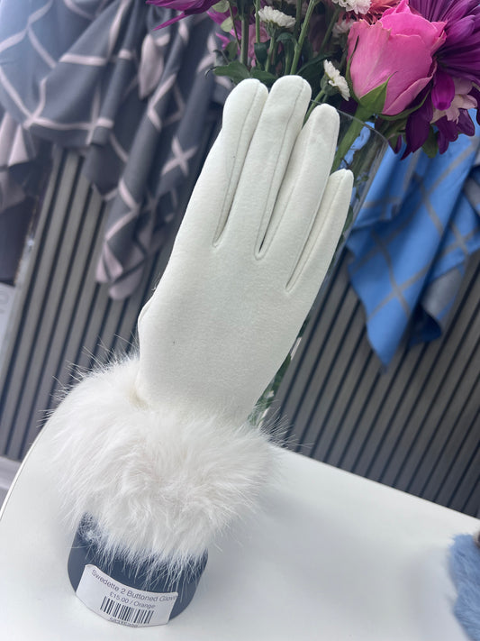 Faux Fur Sleeve Swede Gloves