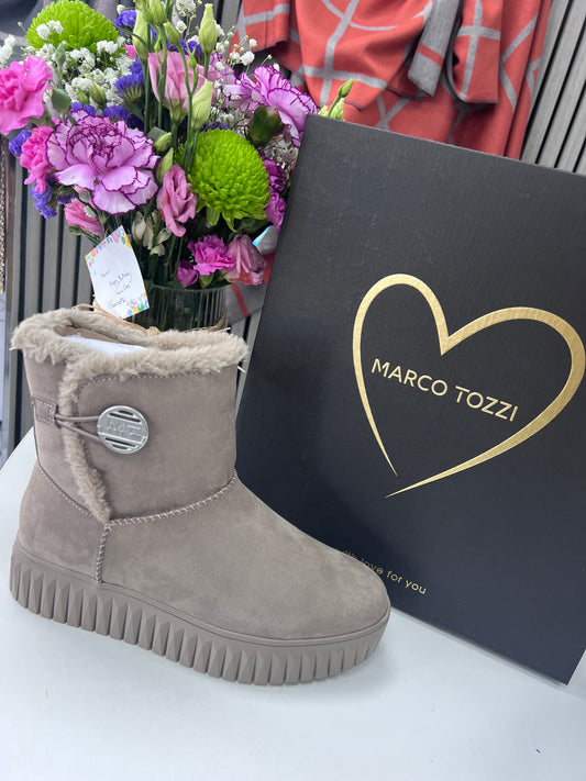 Marco Tozzi Taupe fur lined boots