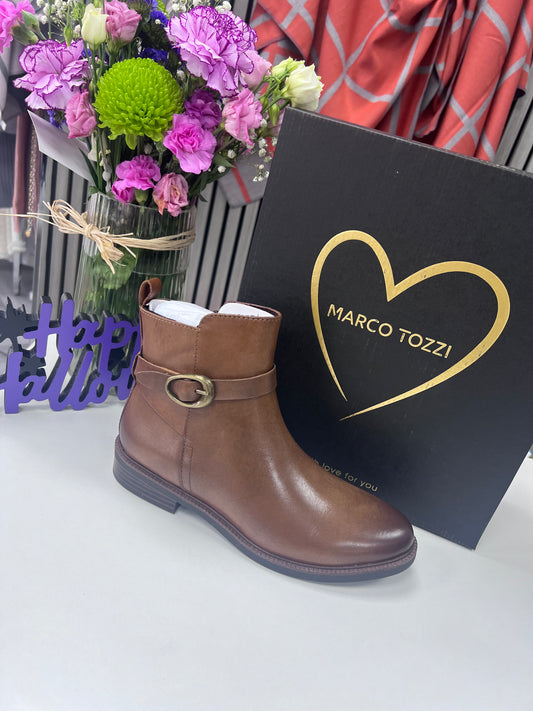 Cognac Leather Chelsea Boots by Marco Tozzi
