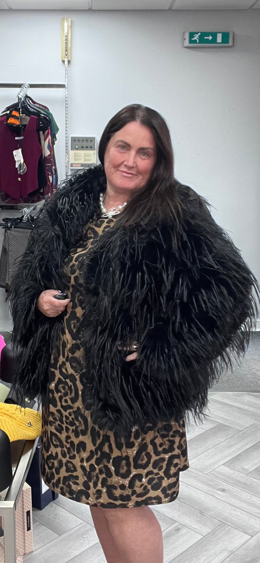 Faux Ostrich Feather Jacket