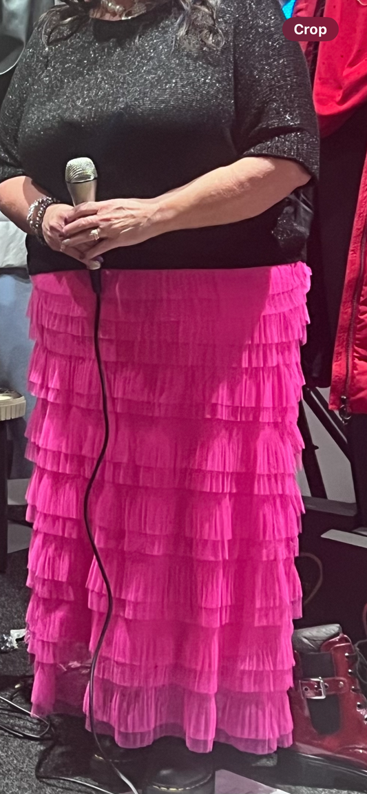 Pink layered Mesh skirt by Malissa J