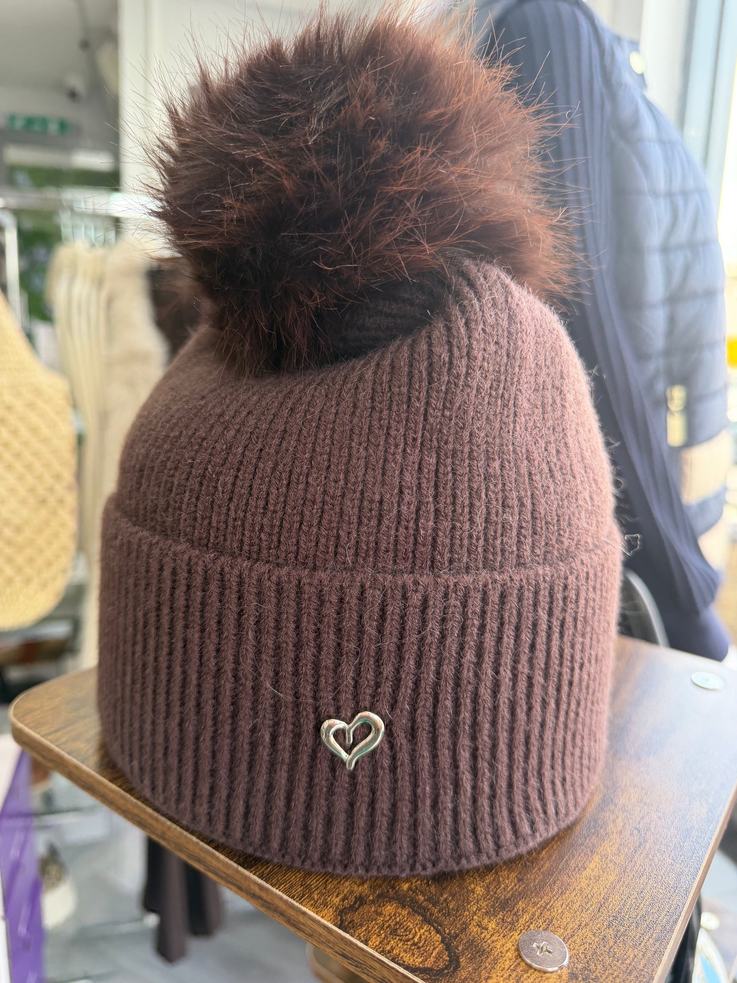 Heart Embellished Pom Hat