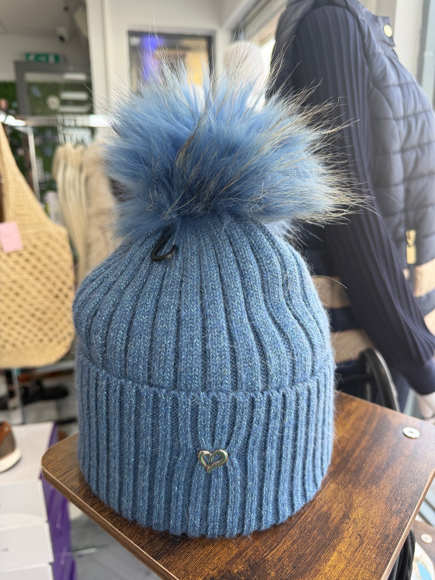 Sparkle Ribbed Pom Hat