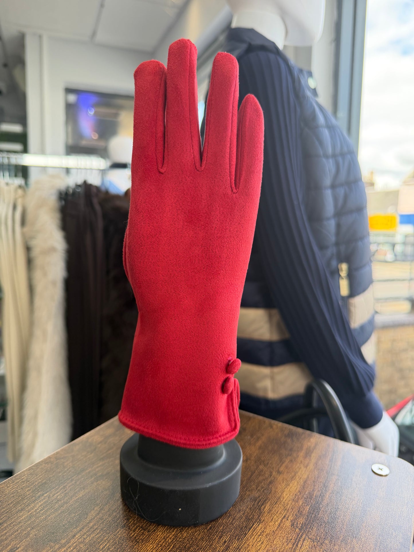 Button Detail Suedette Glove