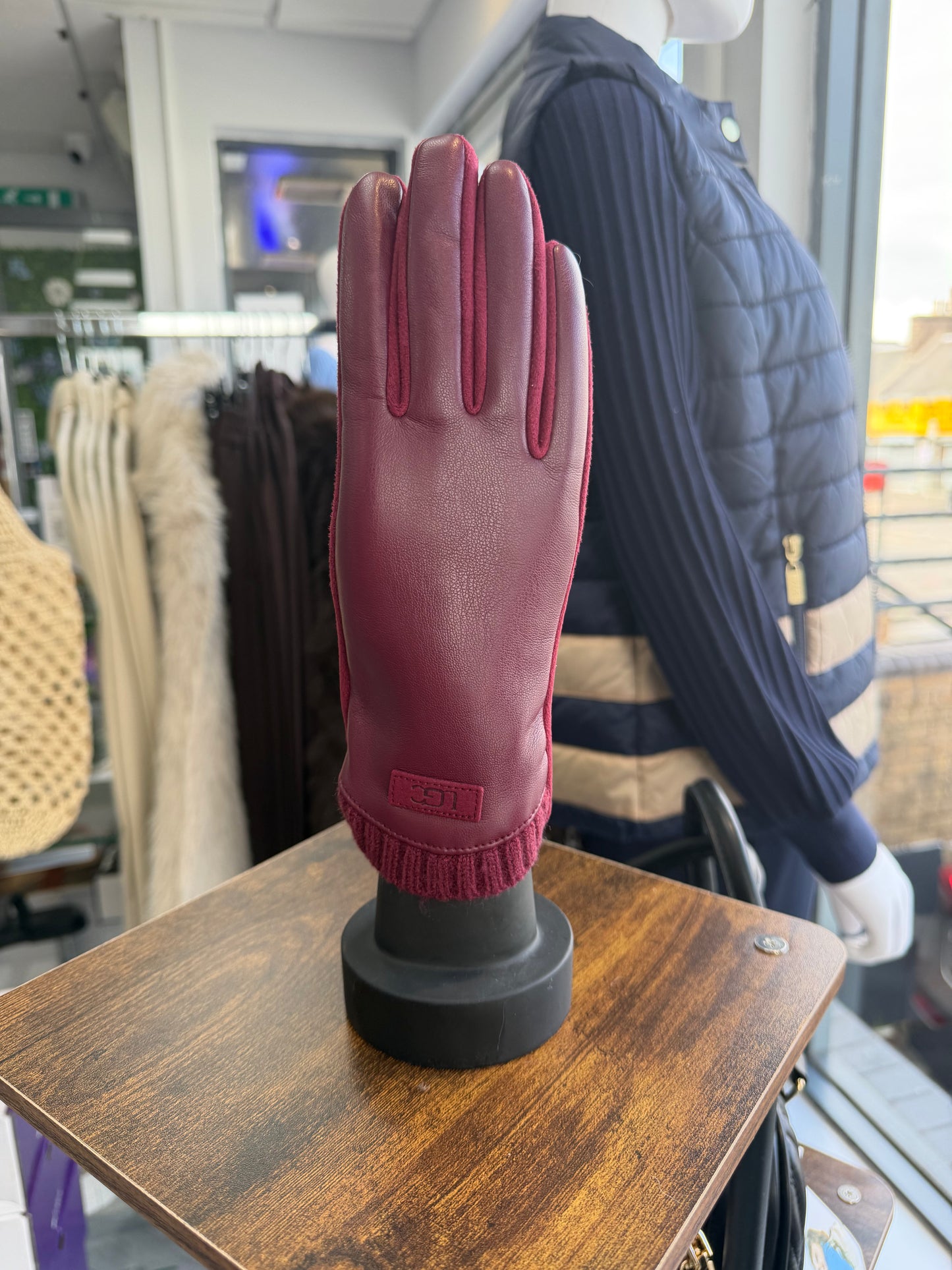 Leatherette Glove with knit trim
