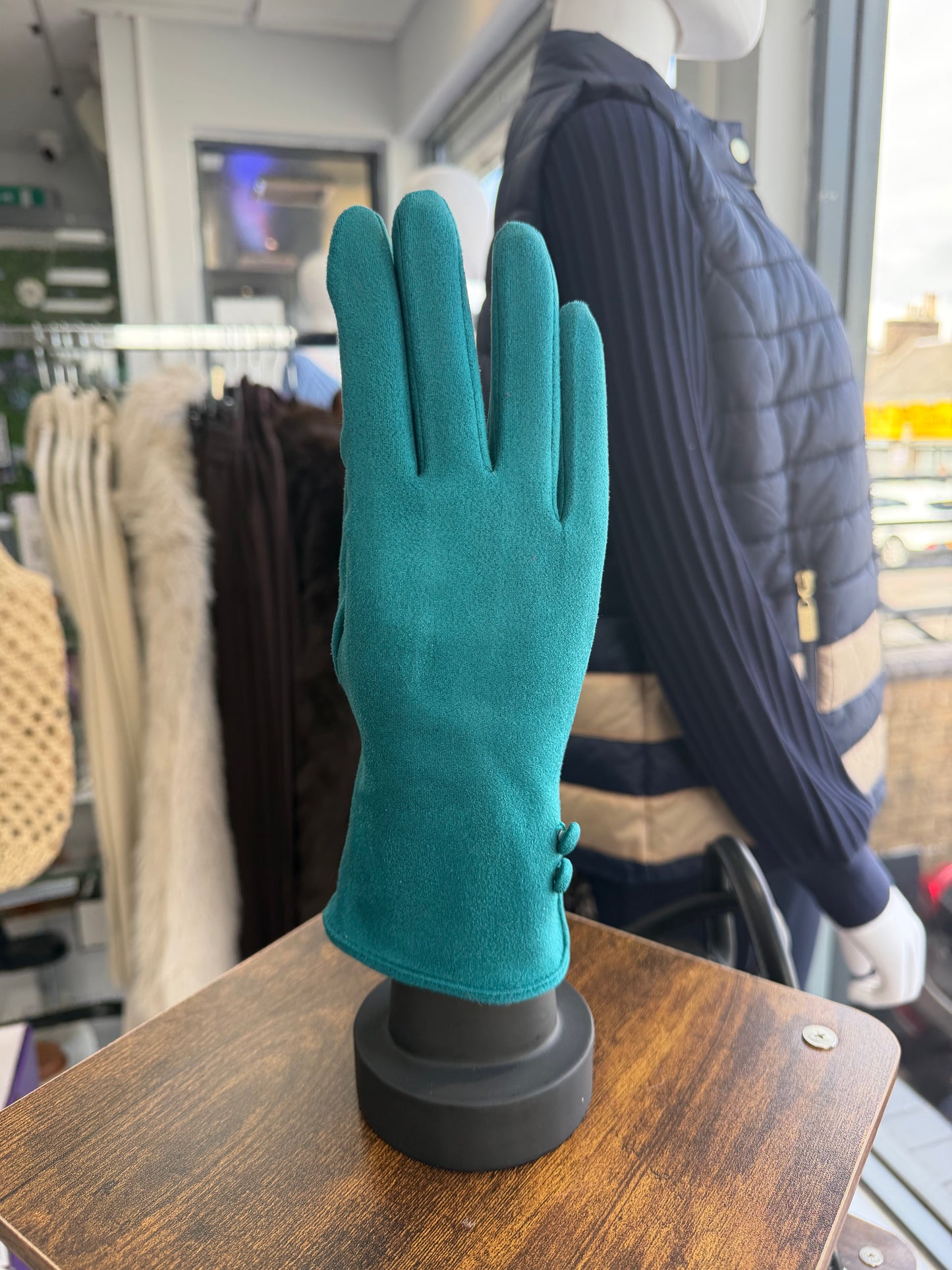 Button Detail Suedette Glove