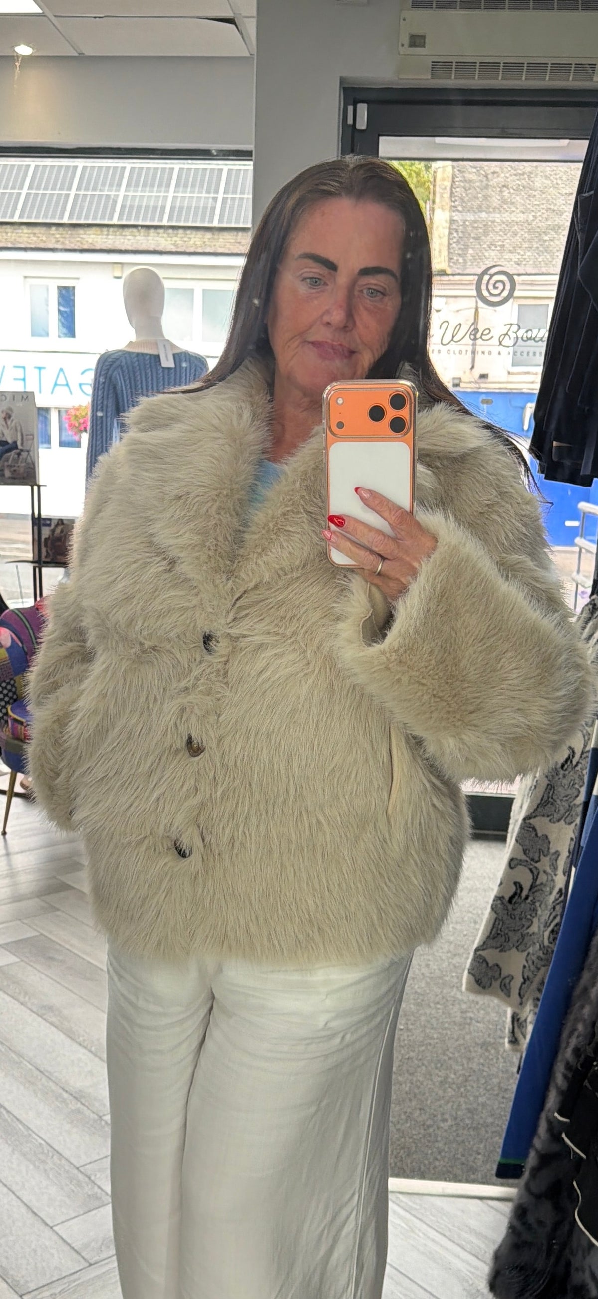 Poppy Faux Fur Jacket (Reversible) in Cream