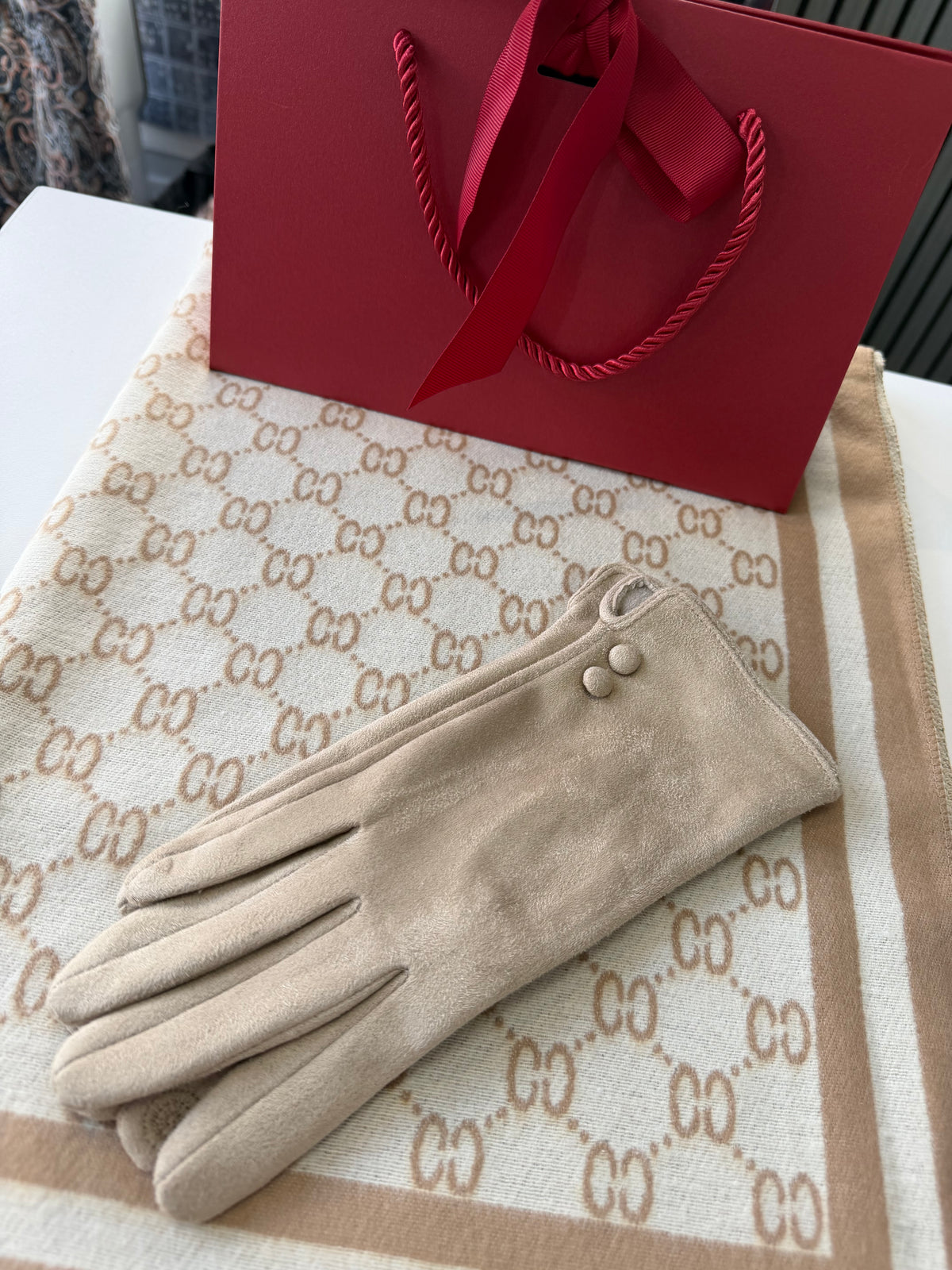 Suedette 2 Buttoned Gloves