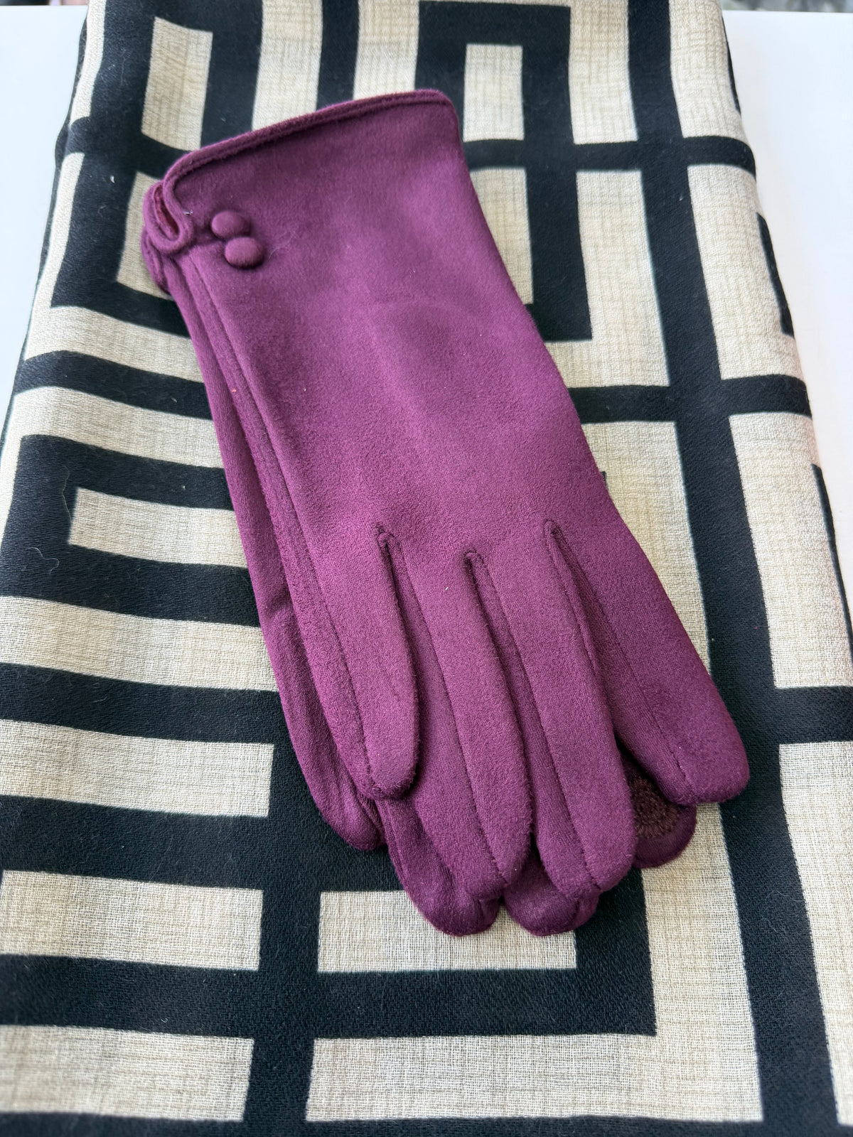 Suedette 2 Buttoned Gloves