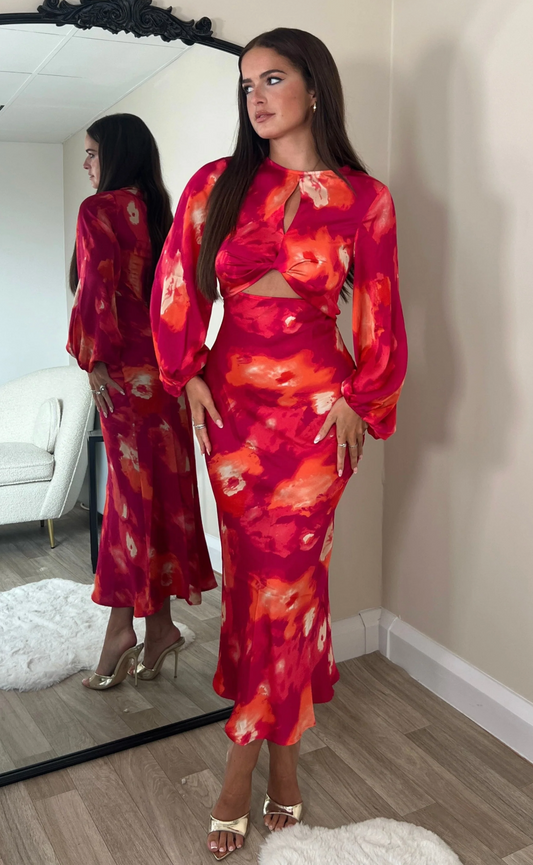 Clara Cutout Maxi Dress Rose Abstract