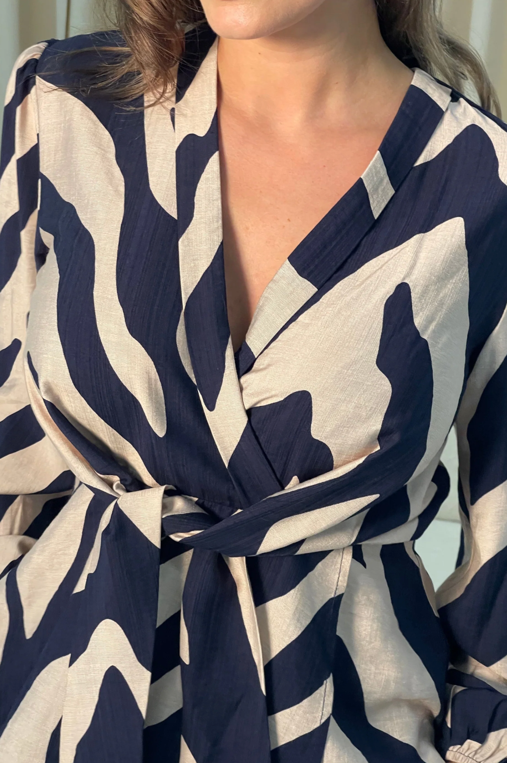 Brooke Blue Animal Print Tie Front Top