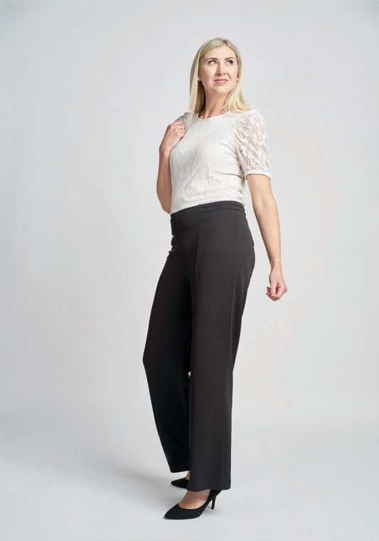 Pinns Wide Leg Jersey Trouser with Waist Detail