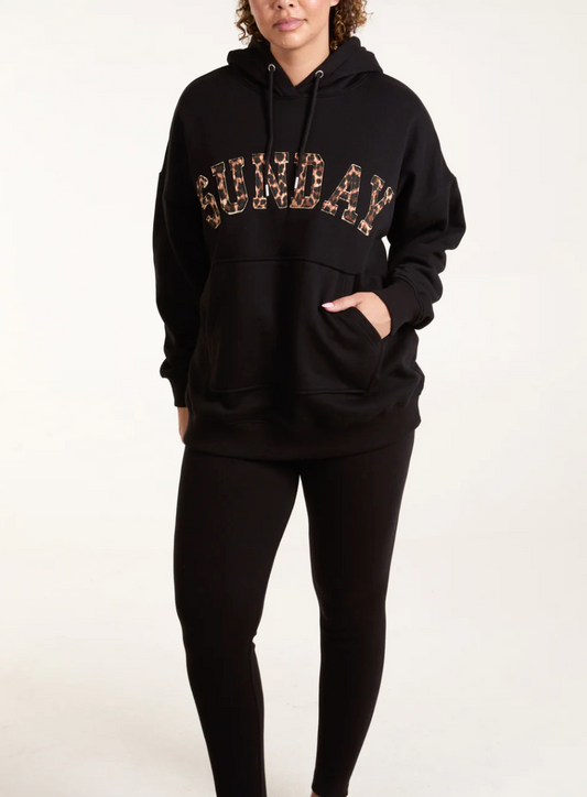 Sunday Leopard Print Logo Hoodie & Legging Set