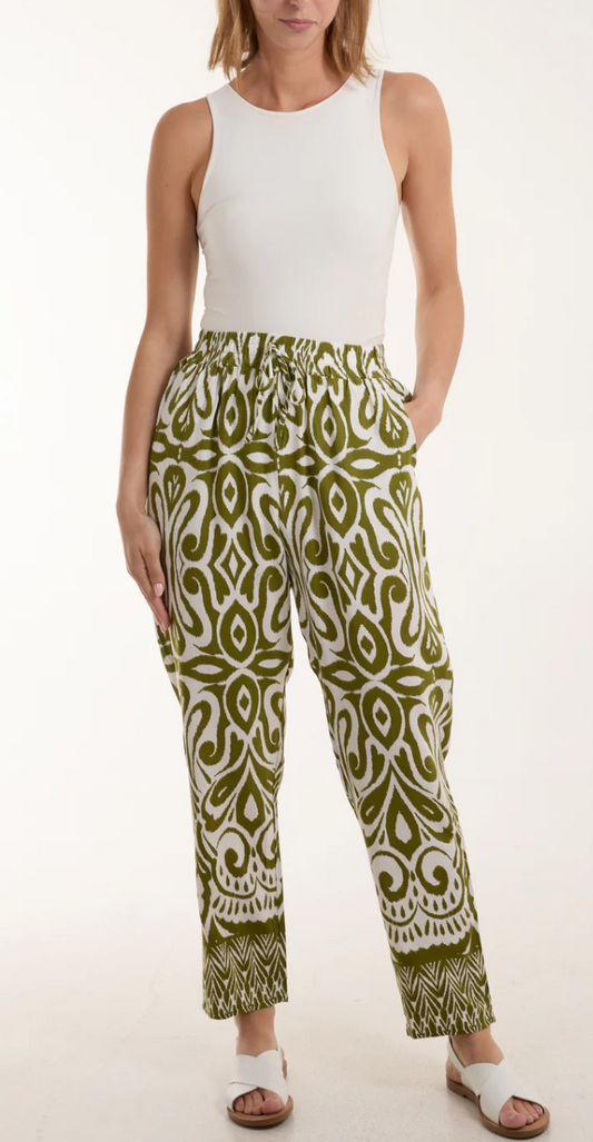 Ikat Print Capri Trousers