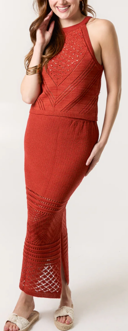Crochet Knitted Vest & Skirt Set
