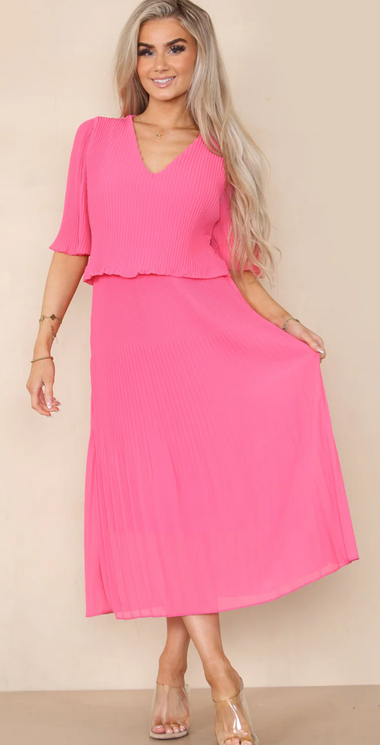 Plain Plissee Pleated Layered Maxi Dress