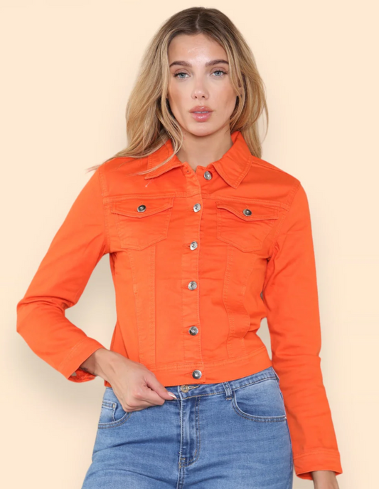 Orange / Blue Denim Cotton Stretch Jacket