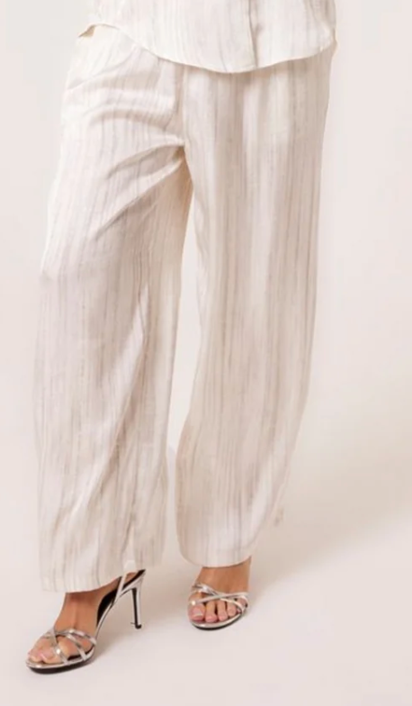 Subtle Striped Cream Satin Trousers