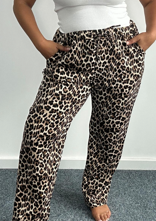 Curve Plus Size Leopard Print Drawstring Joggers with Pockets