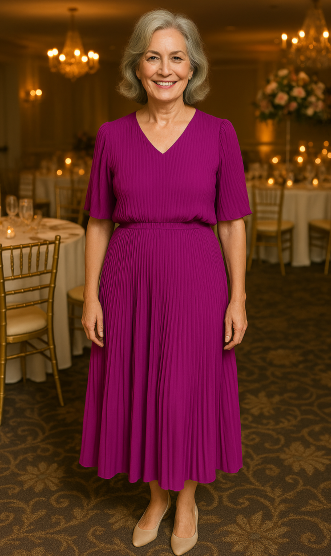 Plain Plissee Pleated Layered Maxi Dress