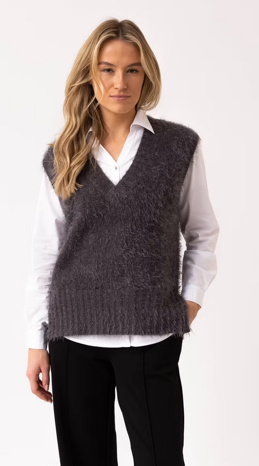 Vneck Fluffy Tank Top by Marble