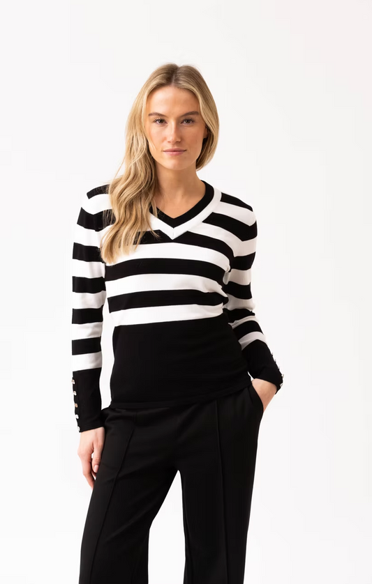 Striped V Neck by Marble
