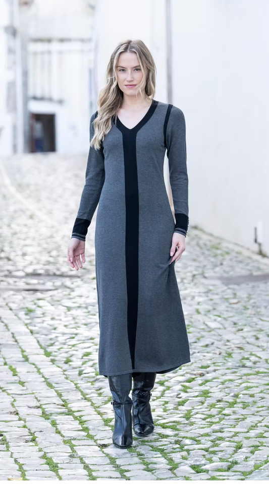 V Neck Strip Dress by Marble