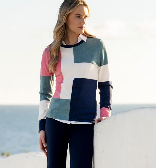 Colour Block Pure Cotton Sweater by Marble