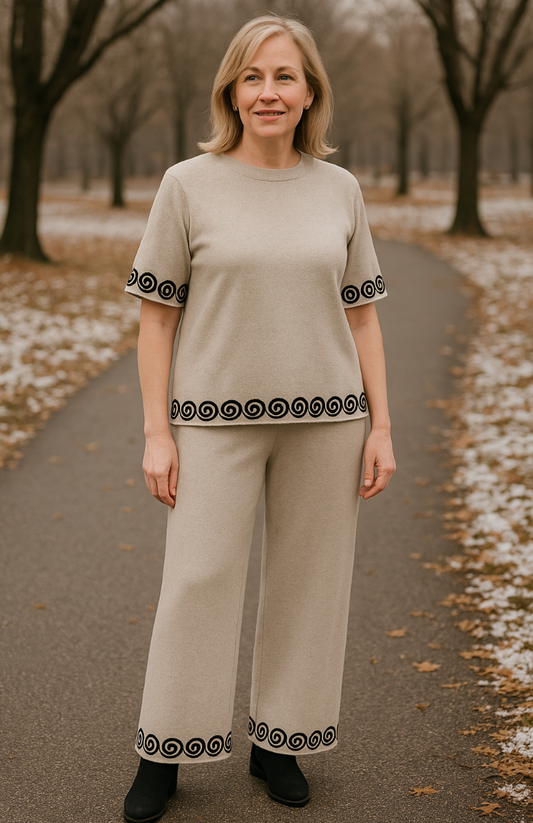 Cornelli trim 2 piece wide Leg Set