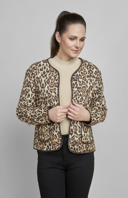 Reversible quilted Black and Animal Print jacket