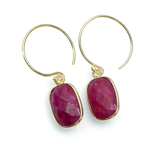 Handcrafted Gemstone 18K Gold-Plated 925 Silver Hooks